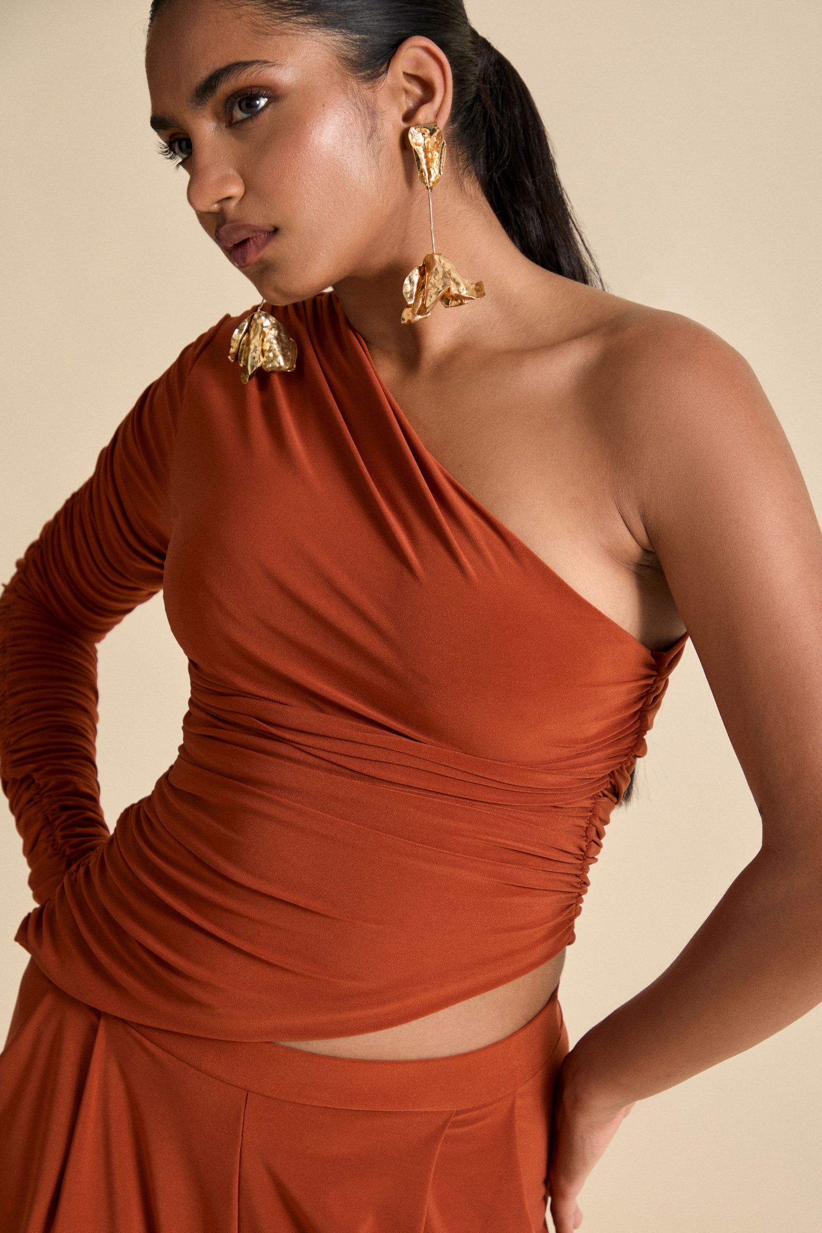 NEPETA ONE SHOULDER AYSMMETRIC TOP - Hawaiian Sunset