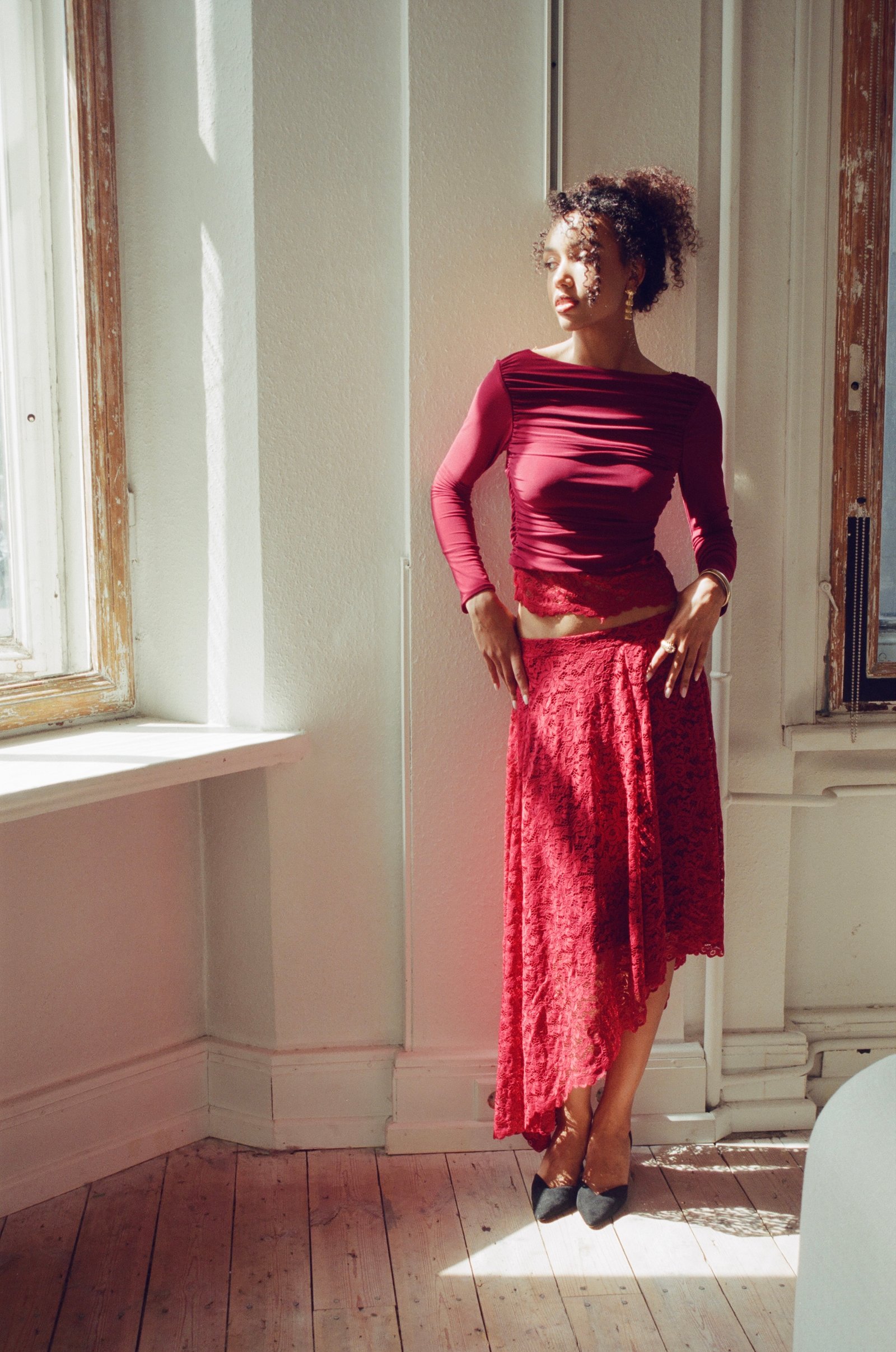 AMBER LACE CO-ORD SET - Rumba Red