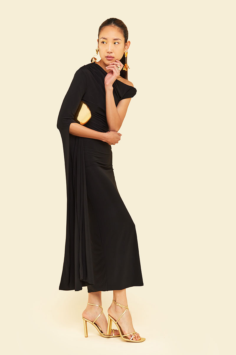 BEGONIA MIDAXI DRESS - Navsoul Black