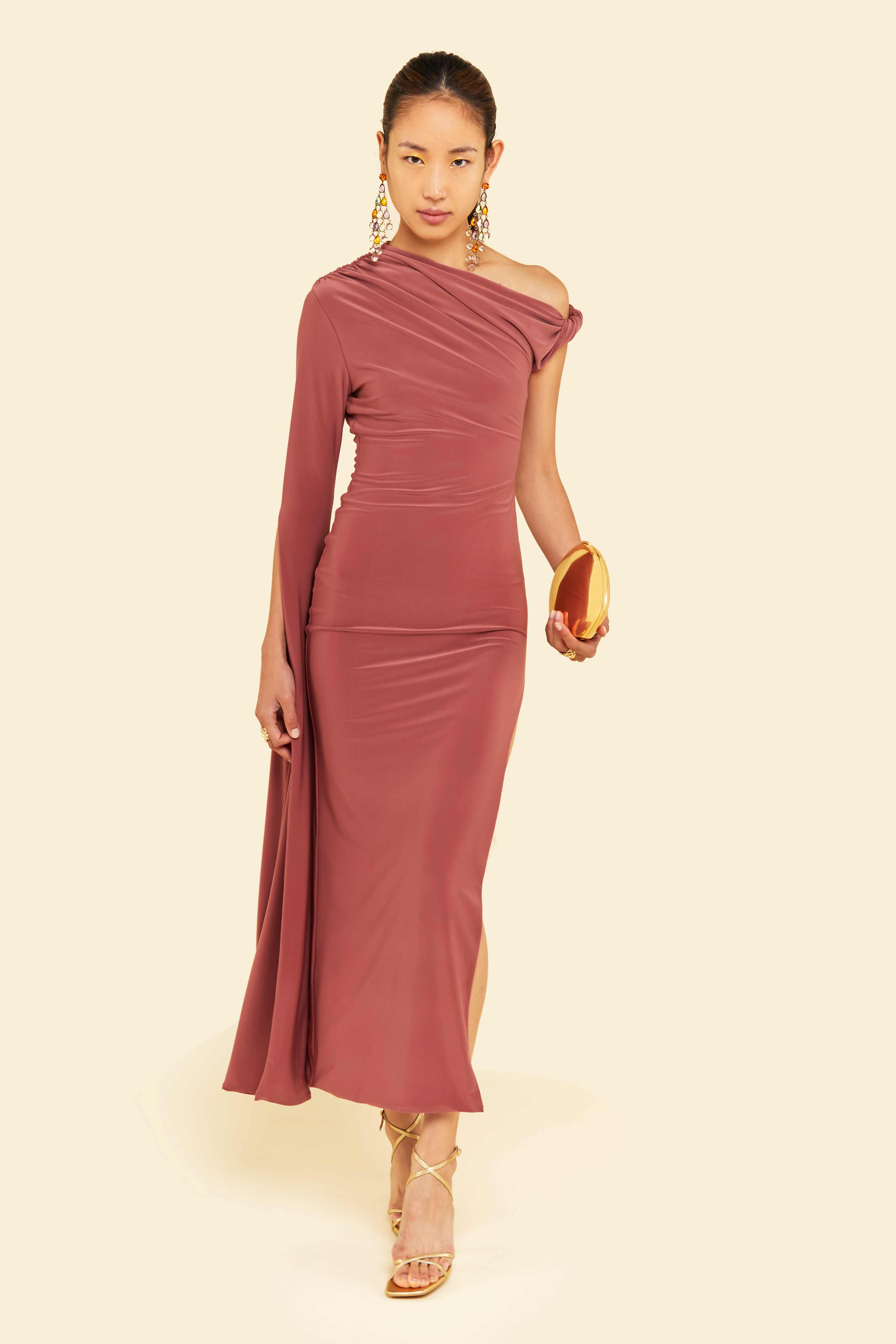 BEGONIA MIDAXI DRESS - Rose Tan